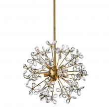 ZEEV Lighting CD10337-12-AGB - 12-Light Floral Crystal Pedal Sputnik Aged Brass Pendant Light