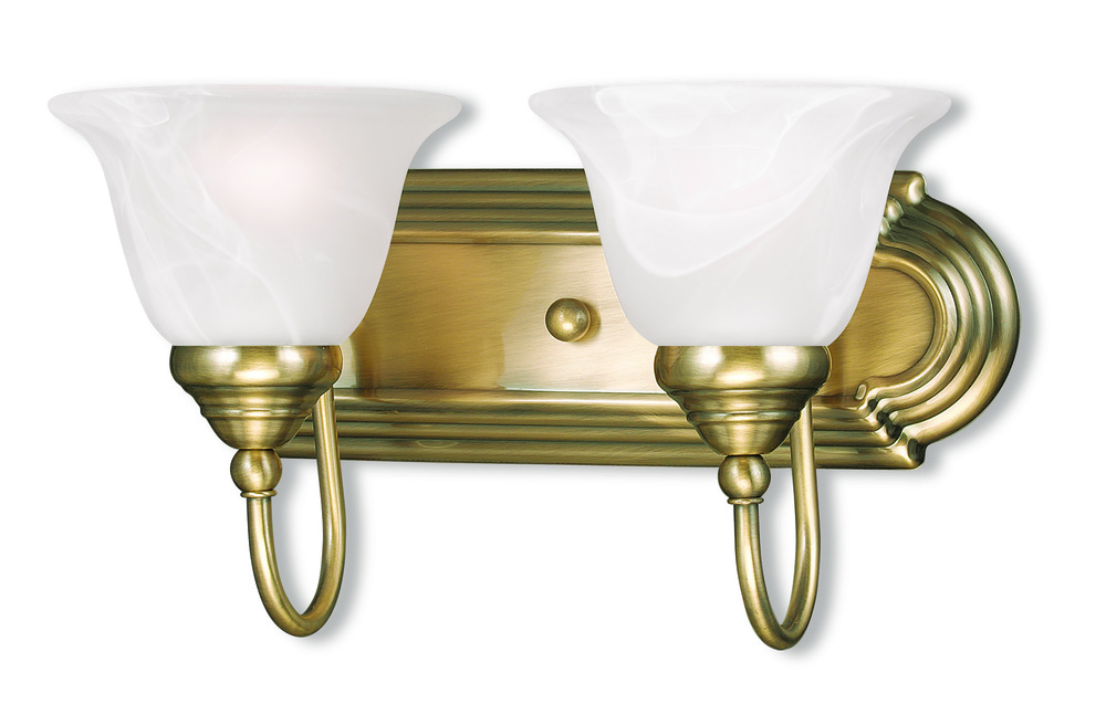 2 Light Antique Brass Bath Light