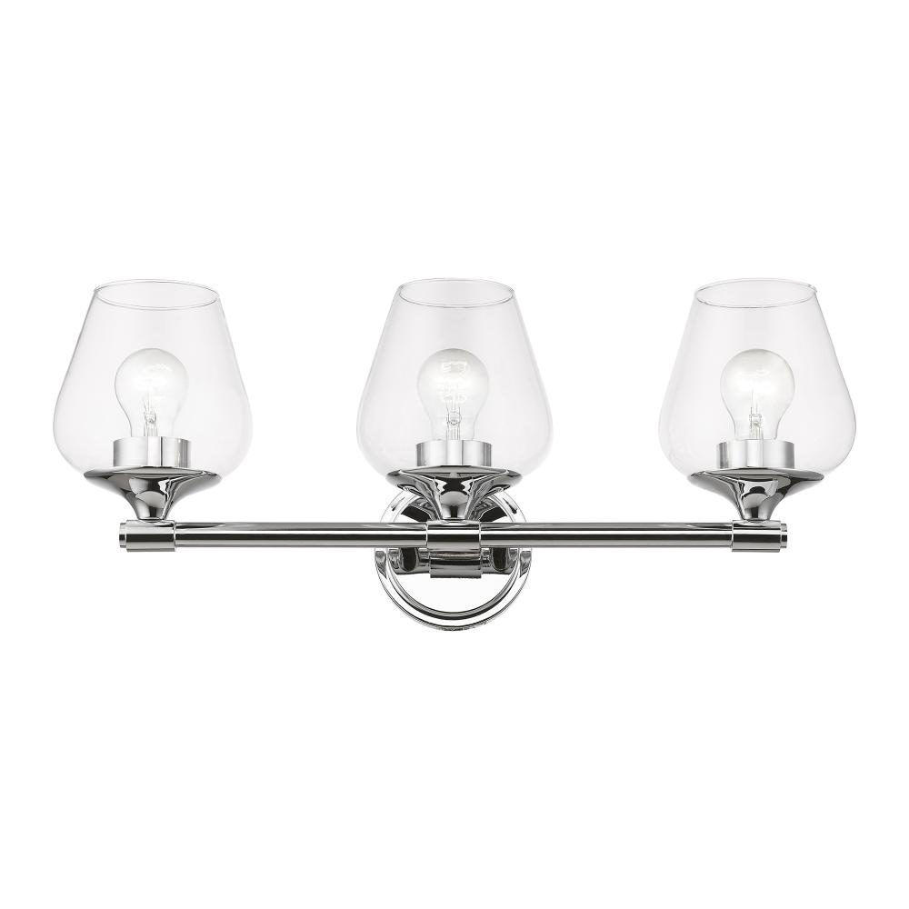 3 Light Polished Chrome Vanity Sconce