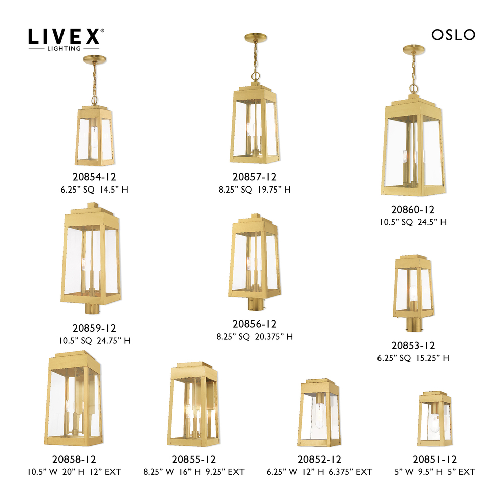 3 Lt Satin Brass Outdoor Wall Lantern