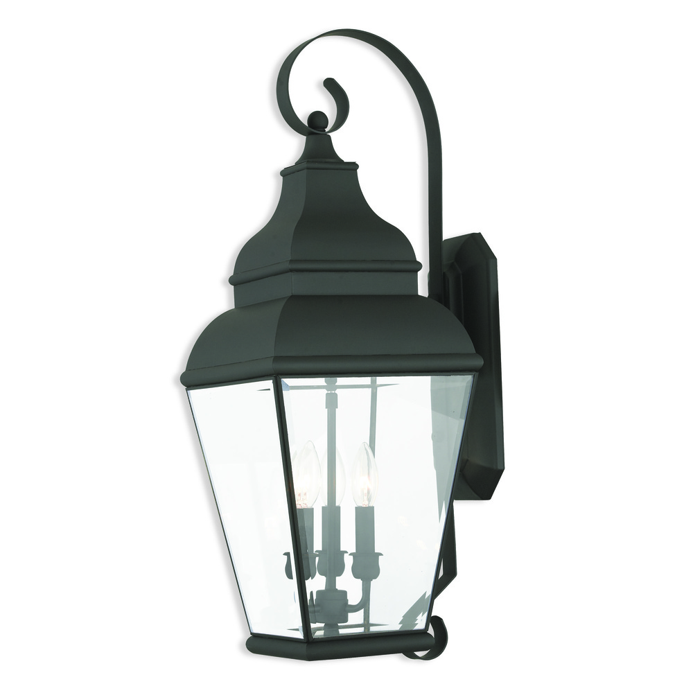 3 Light Black Outdoor Wall Lantern