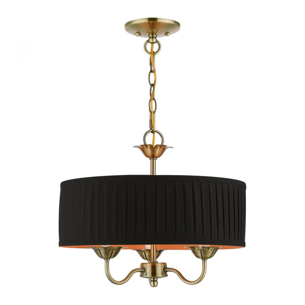 3 Light Antique Brass Pendant Chandelier