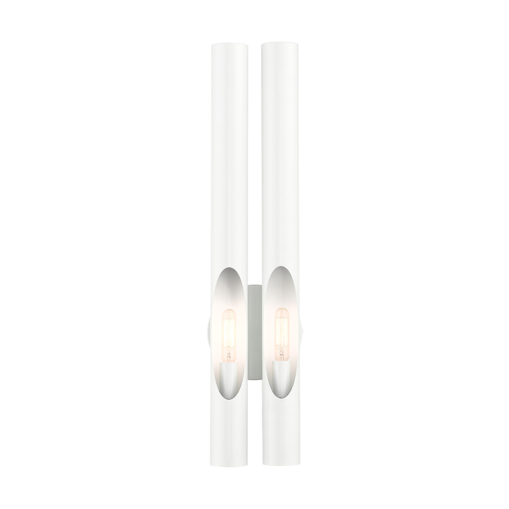 2 Lt Shiny White ADA Double Sconce