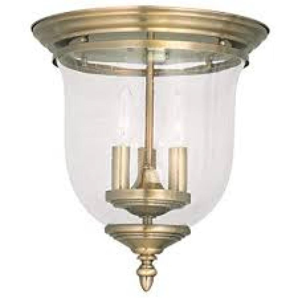 3 Light Antique Brass Ceiling Mount