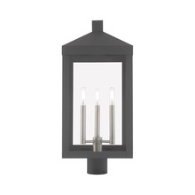 Livex Lighting 20586-76 - 3 Lt Scandinavian Gray Outdoor Post Top Lantern