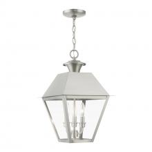 Livex Lighting 27220-91 - 3 Light Brushed Nickel Outdoor Large Pendant Lantern