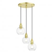 Livex Lighting 48973-12 - 3 Light Satin Brass Sphere Multi Pendant