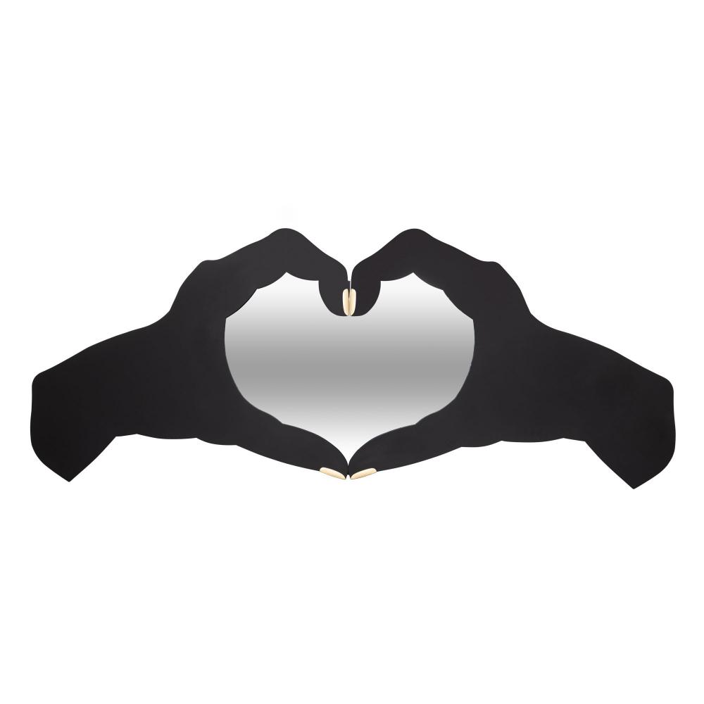 Loving Hands 60x24   Wall Mirror - Matte Black/French Gold