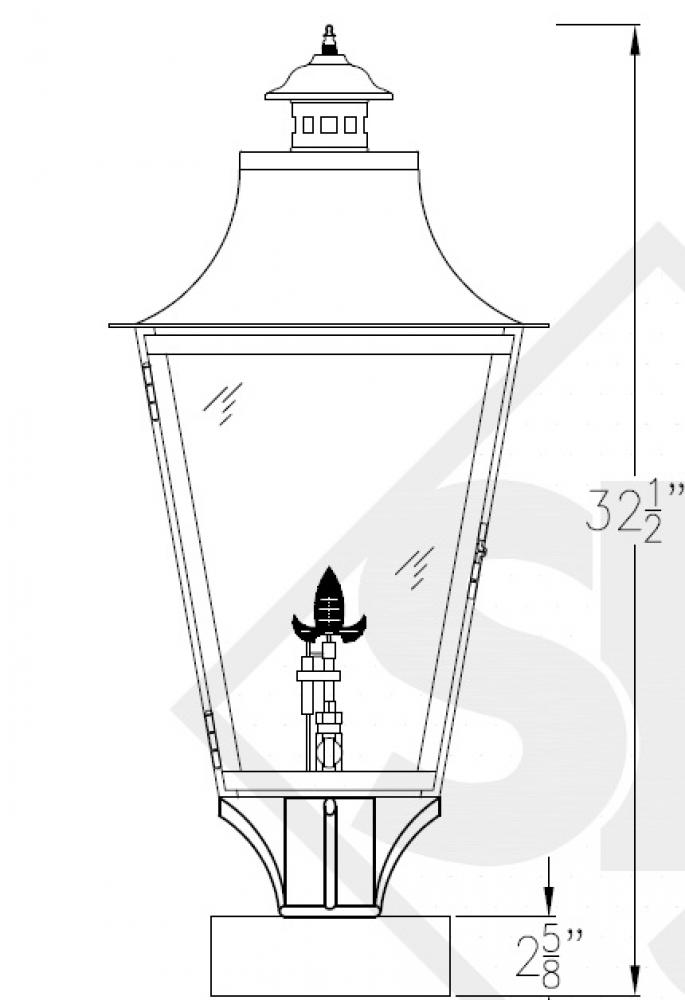 Large Montrose Copper Gas Lantern - Pier Mount w/ Auto Ignition