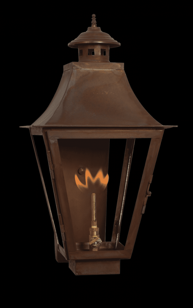 Montrose Large Copper Gas Wall Lantern Continuous Burn w/ Flame Shield