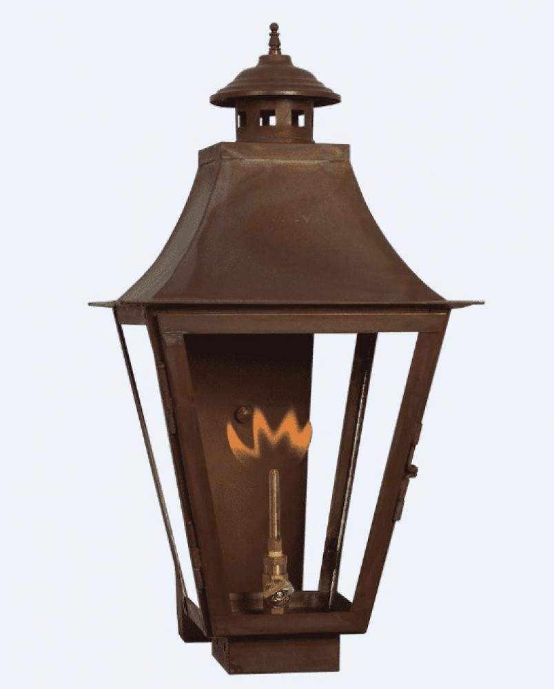 Montrose Medium Copper Gas Lantern w/ Copper Wall Box - Continuous Burn