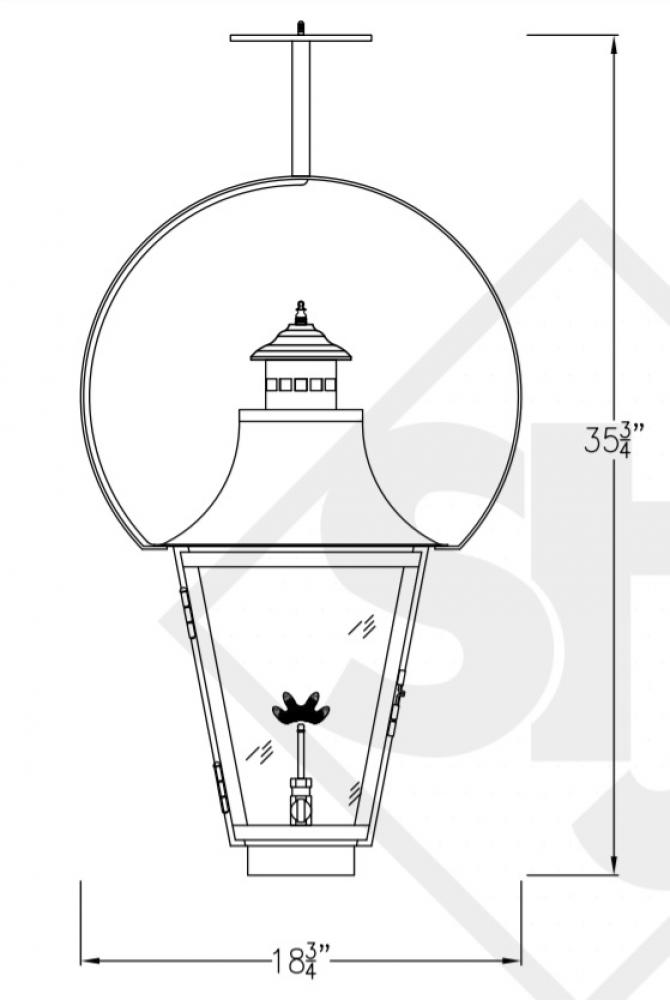 Montrose Copper Gas Medium Lantern - Ceiling Mounted Half Yoke Continuous Burn & Flame Shield