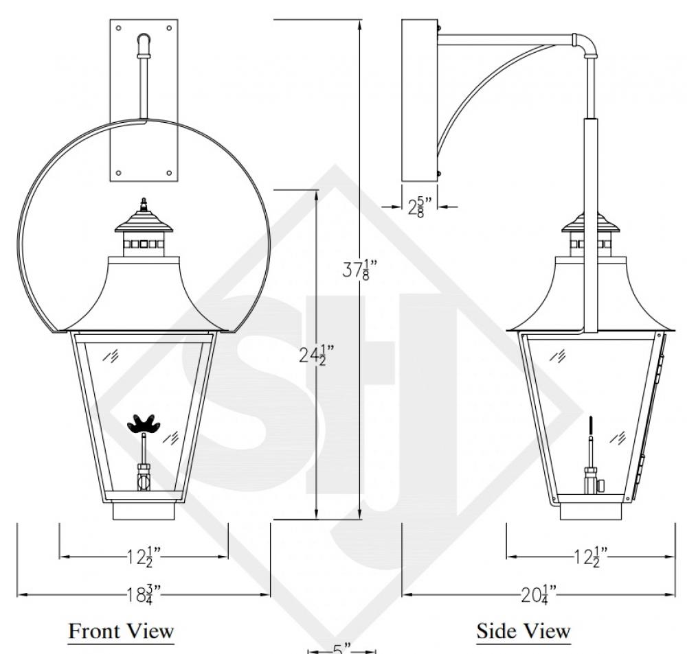 Montrose Medium Copper Lantern with Wall Mounted Yoke - 120v Auto Ignition