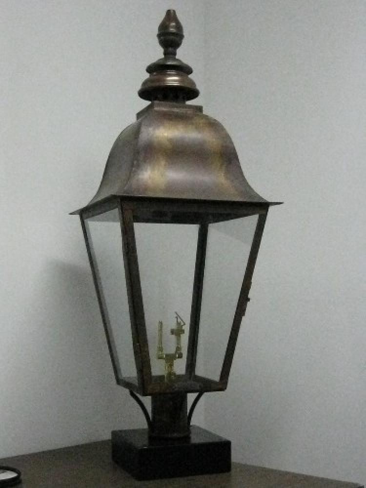 Quebec Copper Electric or Gas Post Mounted Lantern - Large