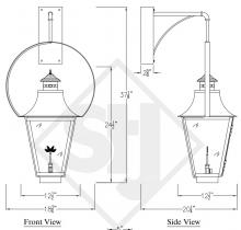 St. James Lighting MONM-WMY.5-NG-MP - Montrose Medium Copper Lantern with Wall Mounted Yoke - 120v Auto Ignition