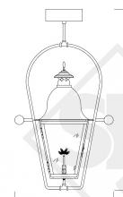 St. James Lighting QUEM-Y-AI 120V - MP-3PT - Quebec Medium Copper Gas Lantern - Hanging Full Yoke Mount w/ 120v AI