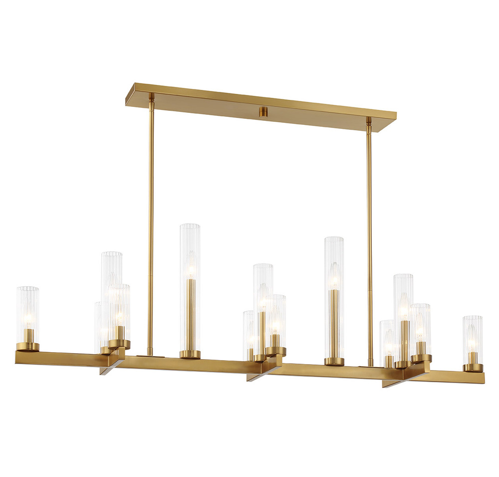 Carina 13-Light Linear Chandelier in Warm Brass