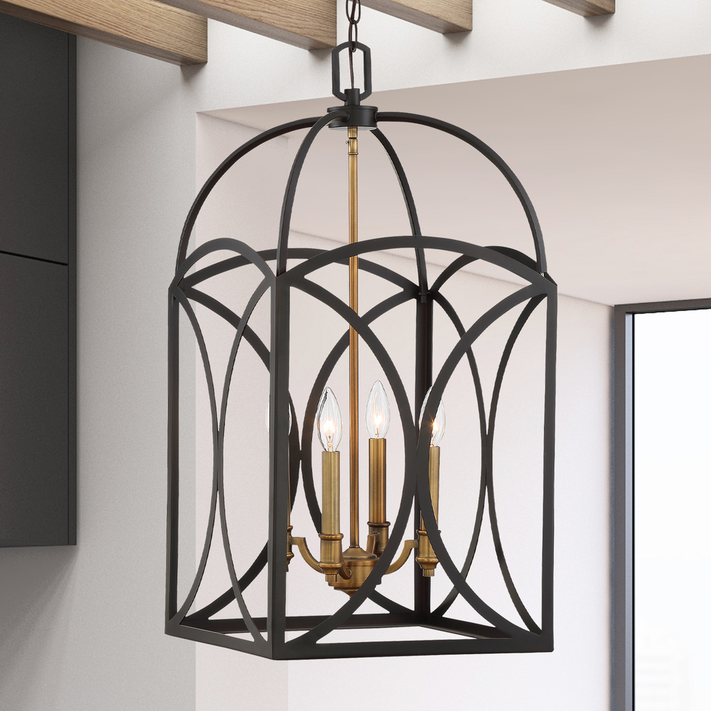 Talbot 4 LT Pendant in English Bronze and Warm Brass