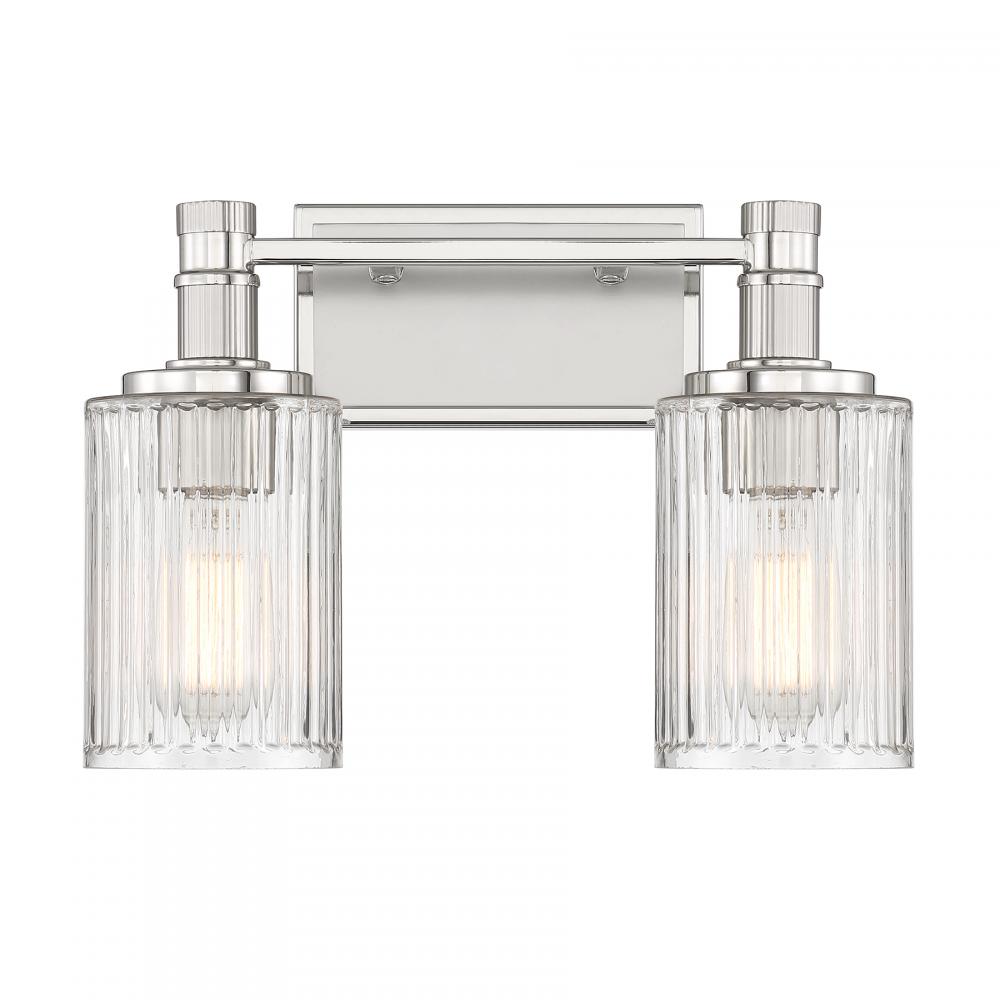 Concord 2-Light Bathroom Vanity Light in Silver and Polished Nickel