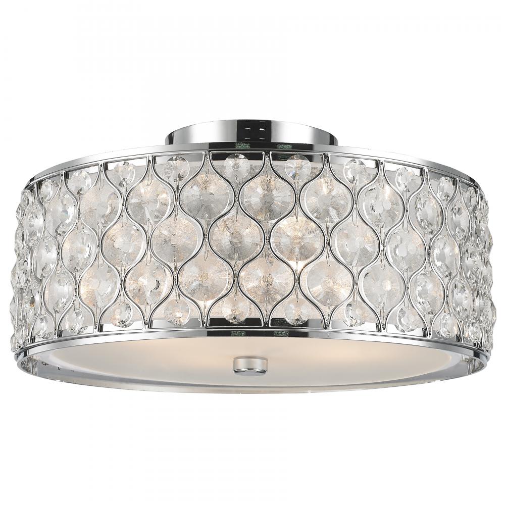 chrome crystal flush mount ceiling light