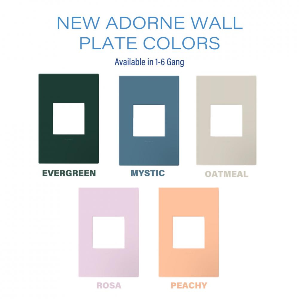 Adorne® Evergreen Five-Gang Screwless Wall Plate with Microban®