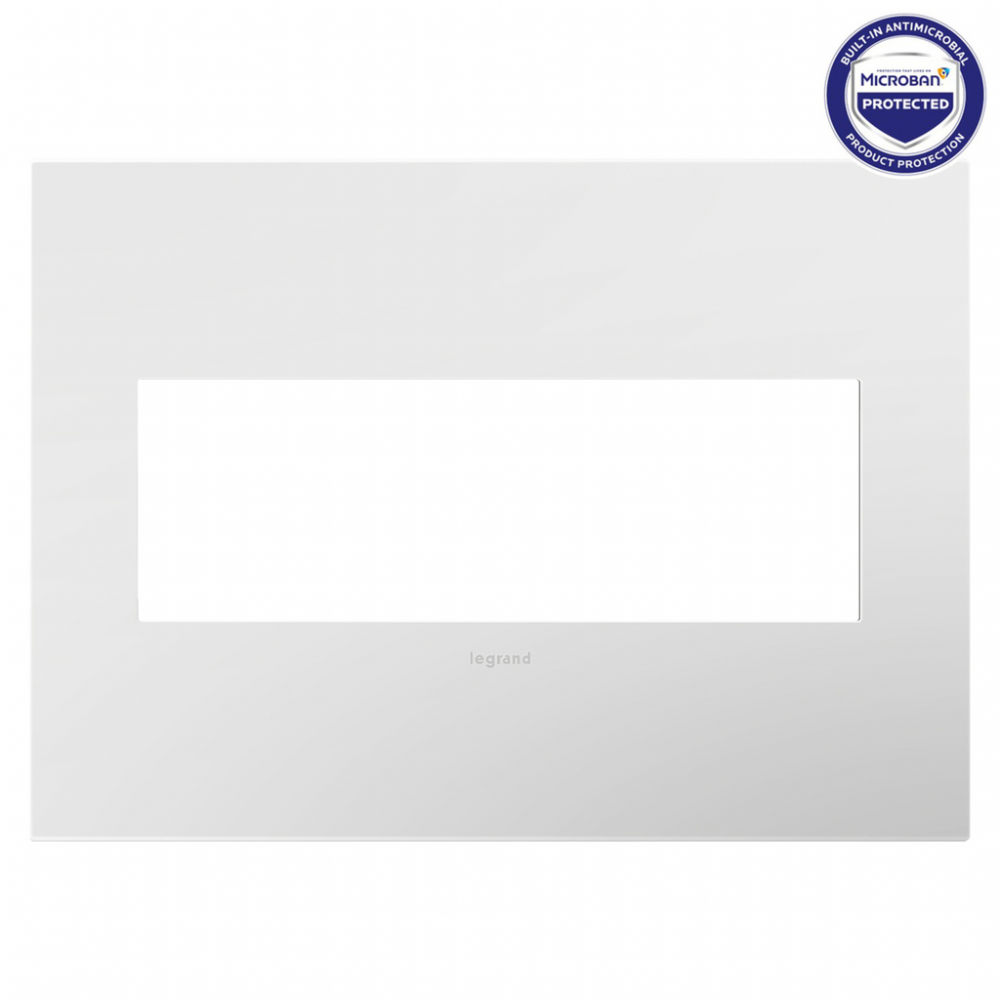 adorne® Matte White Three-Gang Screwless Wall Plate with Microban®