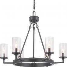 Progress P400164-143 - Gresham Collection Six-Light Graphite Clear Seeded Glass Farmhouse Chandelier Light