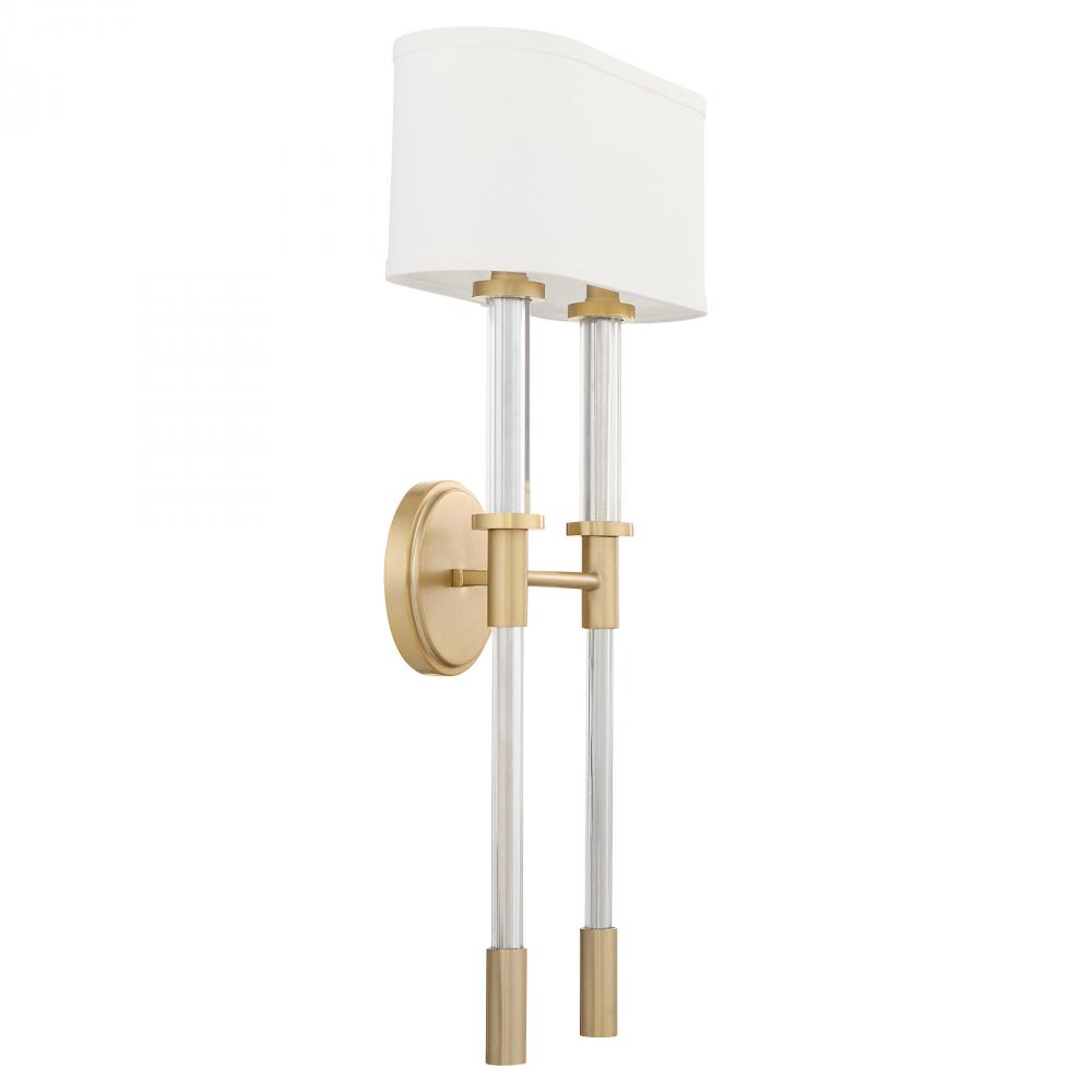 Hightower 2 Light Wall Sconce | Clear | Aged Brass