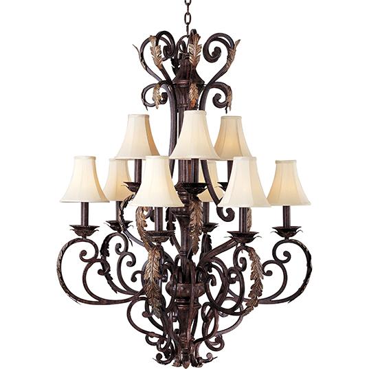 Nine Light Brown Up Chandelier