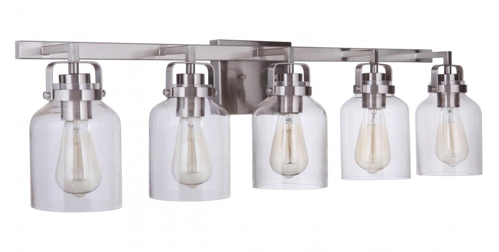 Foxwood 5 Light Vanity in Brushed Polished Nickel