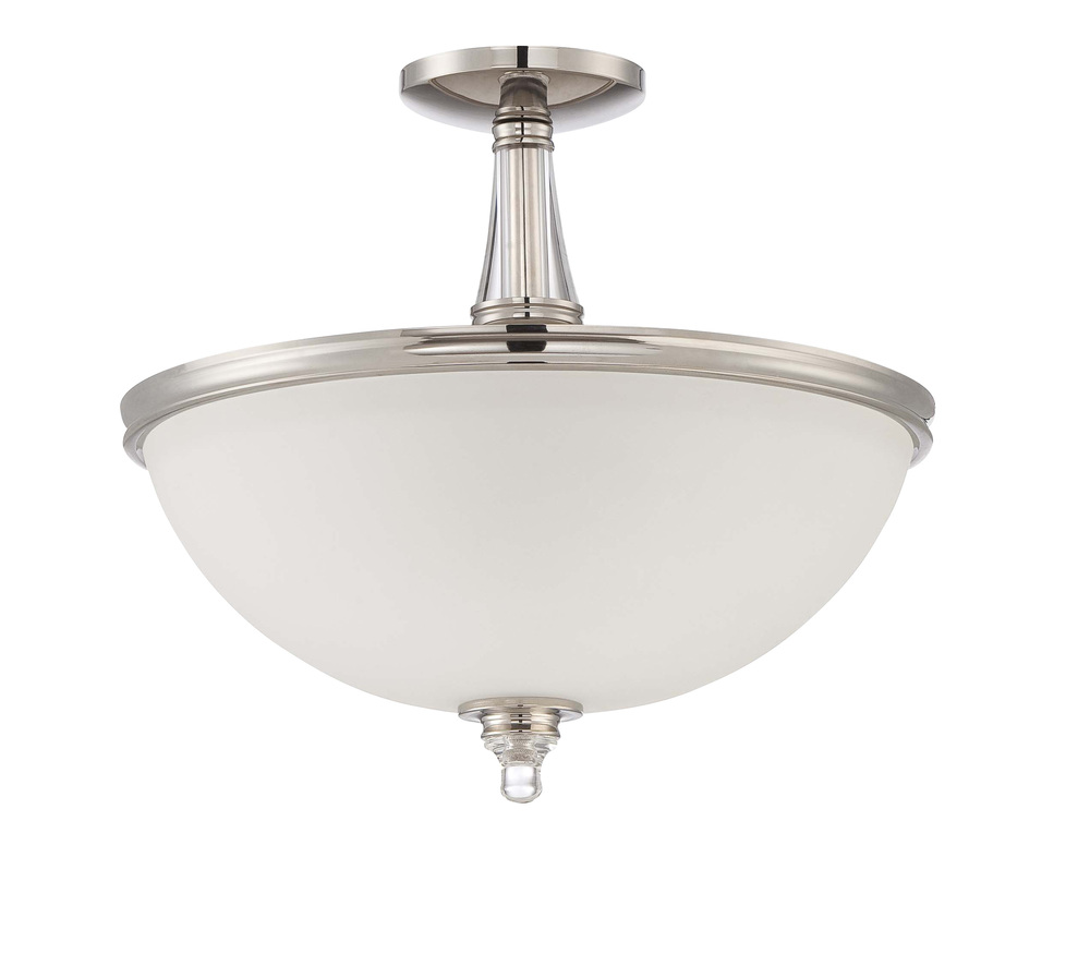 Laurent 3 Light Semi Flush in Polished Nickel