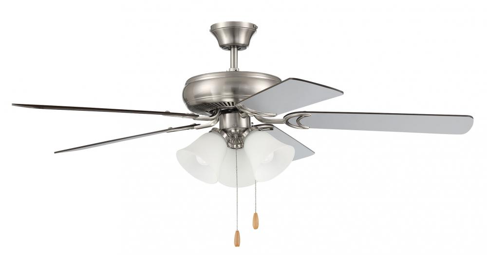 52" Decorator's Choice 3 Light in Brushed Polished Nickel w/ Brushed Nickel/Walnut Blades