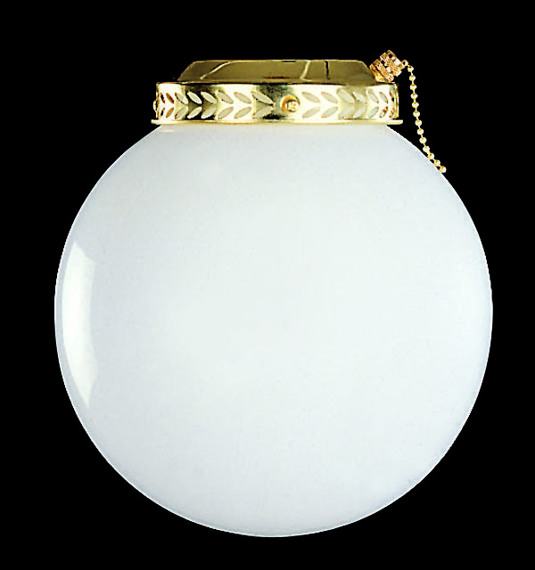 1 Light Globe Fan Light Kit in Bright Brass with Opal Glass