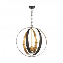  585-EB-GA - Luna 6 Light English Bronze + Antique Gold Sphere Large Chandelier