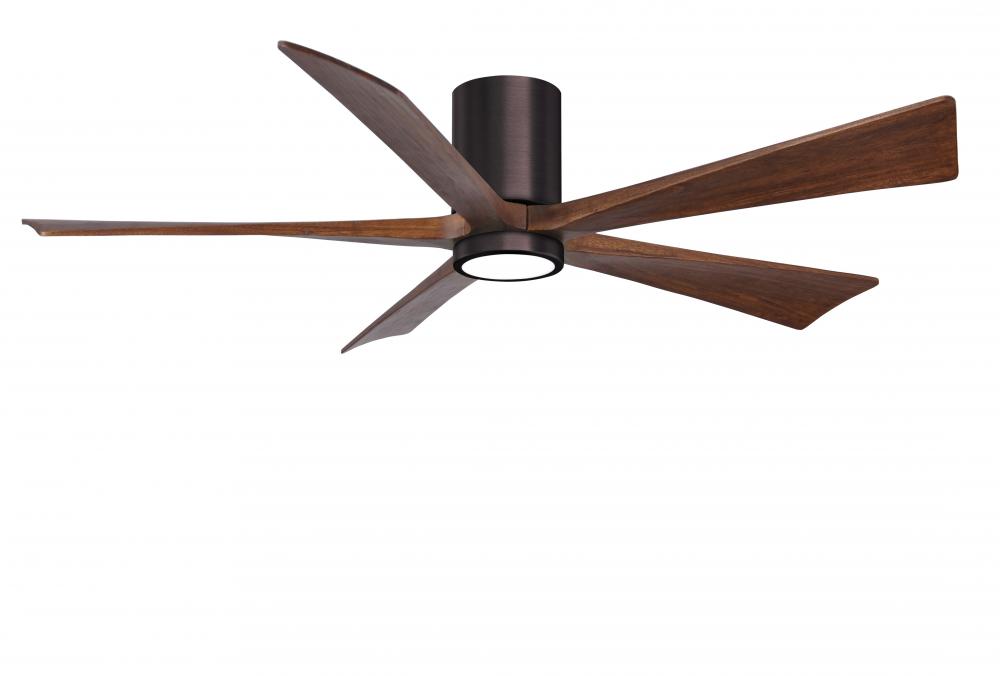 IR5HLK five-blade flush mount paddle fan in Brushed Bronze finish with 60” solid barn wood tone