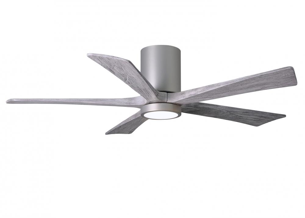 IR5HLK five-blade flush mount paddle fan in Brushed Nickel finish with 52” solid barn wood tone