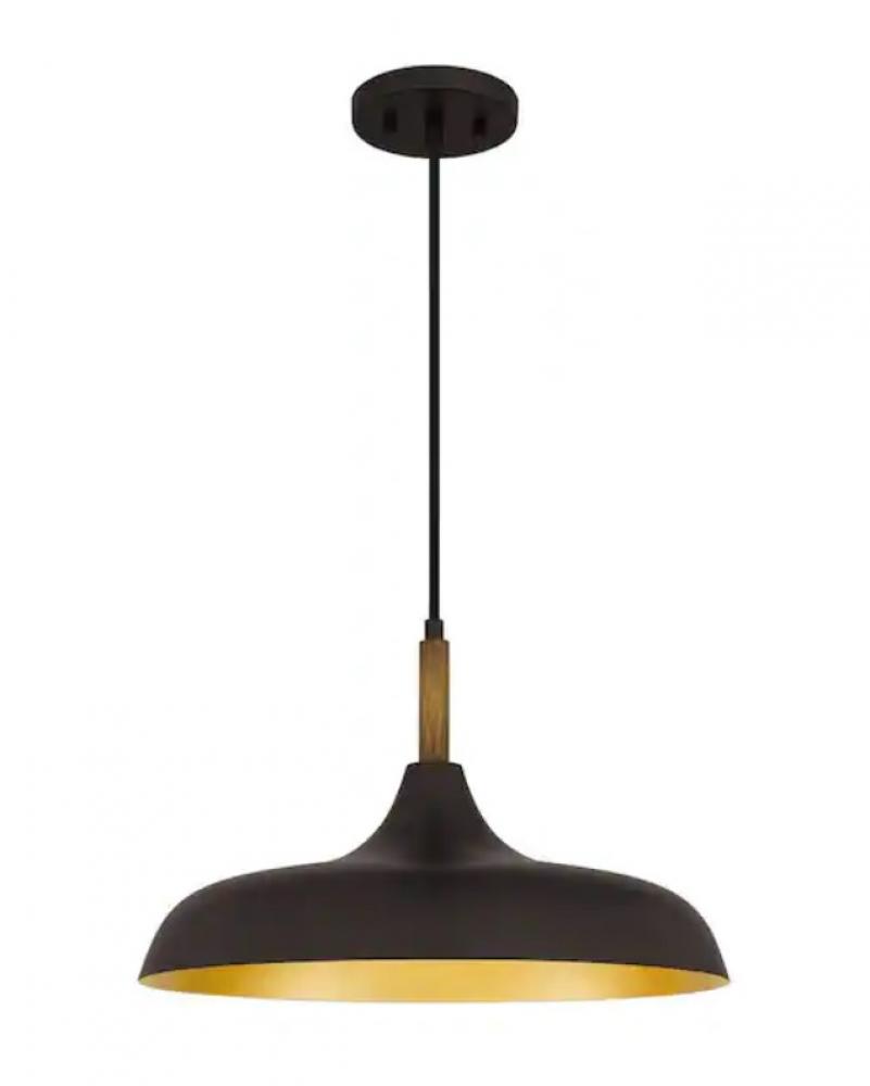 Lawton 1 Light Matte Black Pendant with Metal Shade