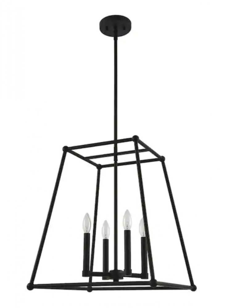 18 in. 4-Light Black Geometric Pendant