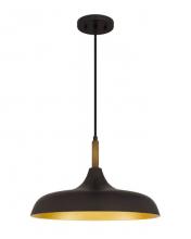 Quoizel ASH32635A - Lawton 1 Light Matte Black Pendant with Metal Shade