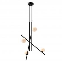 Kuzco Lighting Inc CH89832-BK/GO-UNV - Amara 32-in Black/Glossy Opal Glass LED Chandeliers