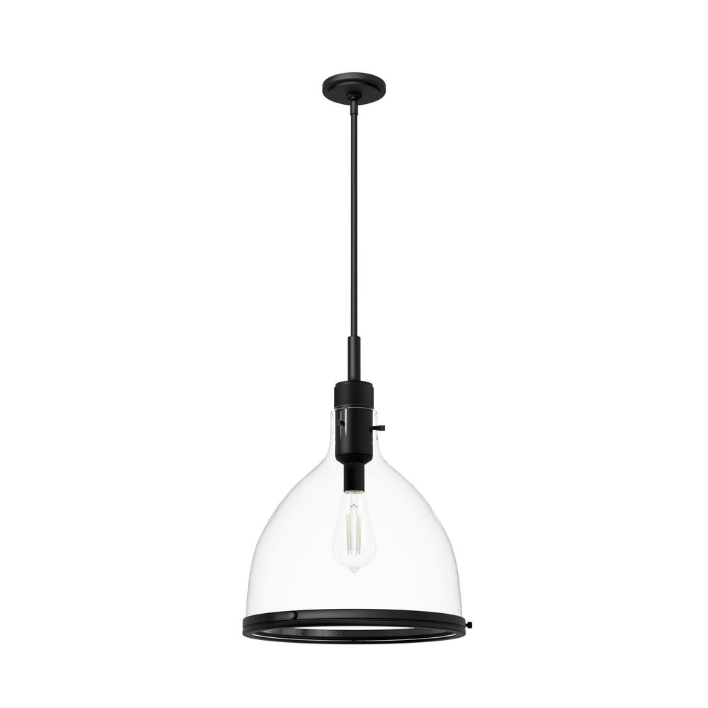 Hunter Van Nuys Matte Black with Clear Glass 1 Light Pendant Ceiling Light Fixture