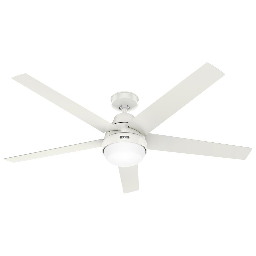 Hunter 60" Aerodyne Wi-Fi ENERGY STAR® Fresh White Ceiling Fan w/ LED Light Kit and Handheld Rem