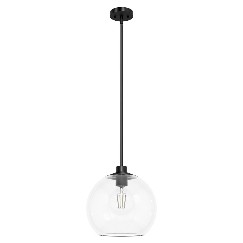 Hunter Xidane Matte Black with Clear Glass 1 Light Pendant Ceiling Light Fixture