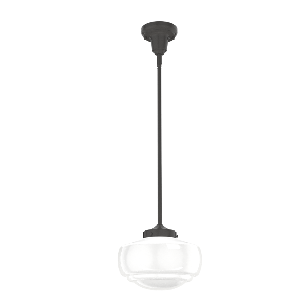 Hunter Saddle Creek Noble Bronze with Cased White Glass 1 Light Pendant Ceiling Light Fixture