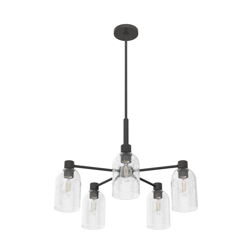 Hunter Lochemeade Noble Bronze with Seeded Glass 5 Light Chandelier Ceiling Light Fixture