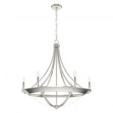 Hunter 19415 - Hunter Perch Point Brushed Nickel 6 Light Chandelier Ceiling Light Fixture