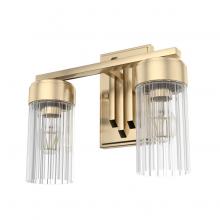 Hunter 19682 - Hunter Gatz Alturas Gold with Clear Glass 2 Light Bathroom Vanity Wall Light Fixture