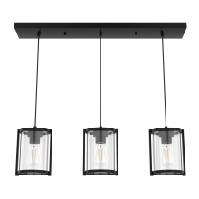 Hunter 19137 - Hunter Astwood Matte Black with Clear Glass 3 Light Pendant Cluster Ceiling Light Fixture