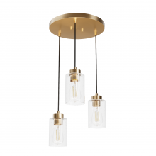 Hunter 13063 - Hunter Hartland Alturas Gold with Seeded Glass 3 Light Pendant Cluster Ceiling Light Fixture