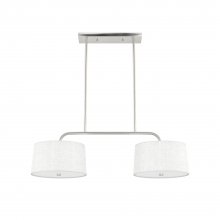 Hunter 19892 - Hunter Cottage Hill Brushed Nickel and Off White Linen 4 Light Pendant Ceiling Light Fixture